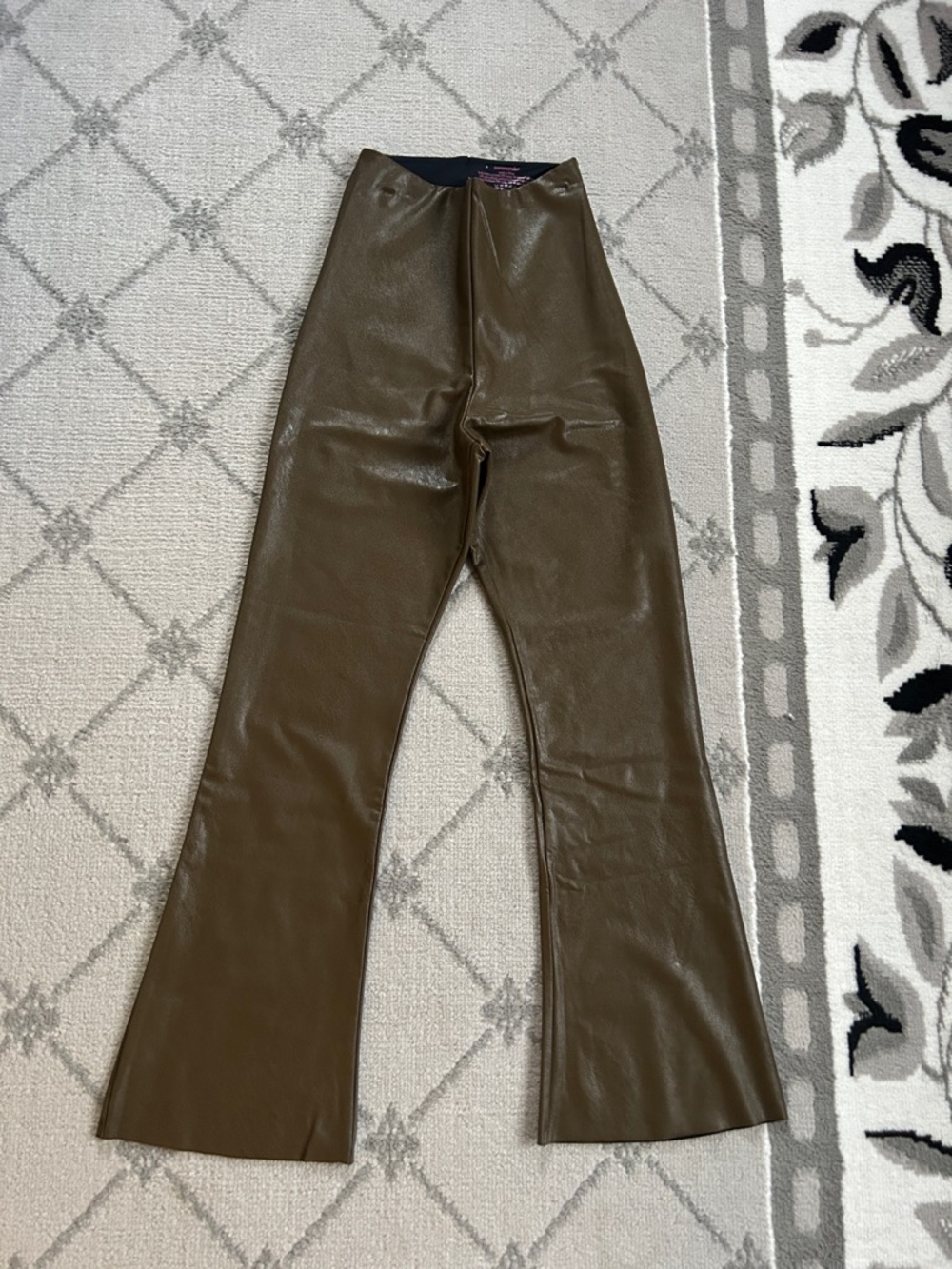 Revolve Commando Brown Faux Leather Pull On Flared High Flare Pants NWT